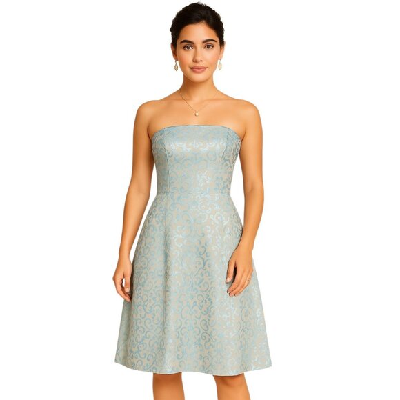 Dress Strapless Metallic Teal Tan Teeze Me Juniors WOMEN'S WOMAN'S Size 7 - Picture 1 of 9